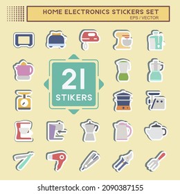 Sticker Set Household - Simple illustration,Editable stroke,Design template vector, Good for prints, posters, advertisements, announcements, info graphics, etc.
