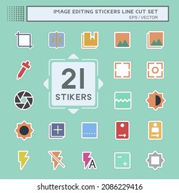 Sticker Set Image Editing - Line Cut - Simple illustration,Editable stroke,Design template vector, Good for prints, posters, advertisements, announcements, info graphics, etc.