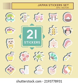 Sticker Set Japan. suitable for Japanese symbol. simple design editable. design template vector. simple illustration