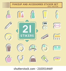 Maquillaje y accesorios de juego de etiquetas - ilustración simple, buena para impresiones, anuncios, etc