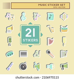 Sticker Set Music - Simple illustration, Good for Prints , Announcements, Etc