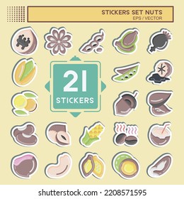 Sticker Set Nuts. suitable for Nuts symbol. simple design editable. design template vector. simple illustration