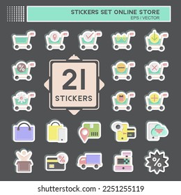 Sticker Set Online Store. related to Online Store symbol. simple illustration. shop
