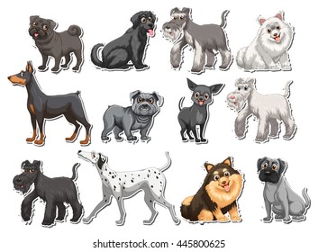 Sticker set of pet dogs illustration