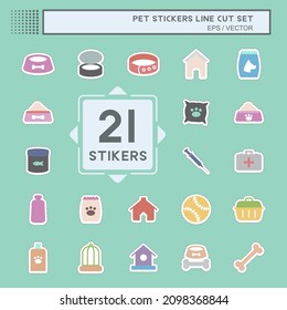 Sticker Set Pet - Line Cut - Simple illustration,Editable stroke,Design template vector, Good for prints, posters, advertisements, announcements, info graphics, etc.