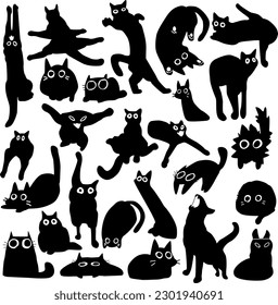 sticker set, playful cats, vector