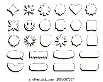 Sticker set retro new wave style isolate on white background. Hipster trendy cool banner, funny cute comic design elements, cartoon style pins. 10 eps