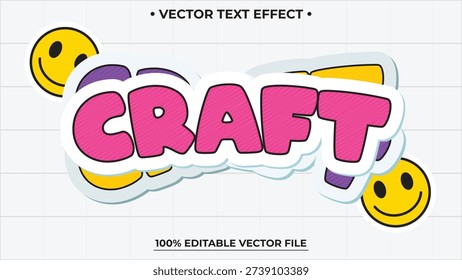 Sticker set retro pack craft editable text effect vector font style template