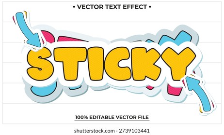 Sticker set retro pack editable text effect vector font style template