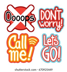 Sticker Set Social Media Network Message Badges Design Collection Vector Illustration