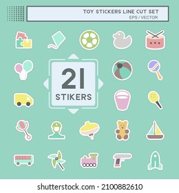 Sticker Set Toy Line Cut - Simple illustration,Design template vector, Good for prints, posters, advertisements, announcements, info graphics, etc.