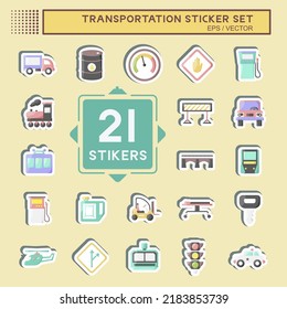 Sticker Set Transportation. suitable for education symbol. simple design editable. design template vector. simple illustration