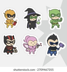 a sticker set of various characters in different costumes