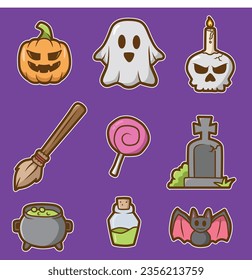 Sticker set vector Halloween for your design 