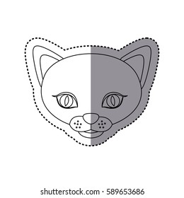 sticker shading silhouette picture face cute cat animal vector illustration