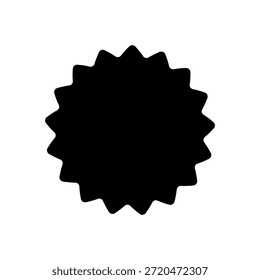 Forma de pegatina. Etiqueta engomada negra del zigzag aislada en el fondo blanco. Etiqueta adhesiva del círculo de Starburst. Burbuja de etiqueta de descuento. Burbuja de venta redonda. Sello de vieira. Precio de etiqueta de icono. Insignia de oferta. Ilustración vectorial