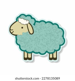 Sticker Sheep white outline. flat vector illustration