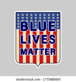 Sticker shield with the flag of the USA and the inscription blue lives matter