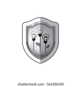 sticker shield with light bulb eco with leaves