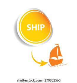sticker ship orange art vector