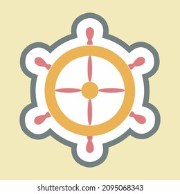 Sticker Ship Wheel - Simple illustration,Editable stroke,Design template vector, Good for prints, posters, advertisements, announcements, info graphics, etc.