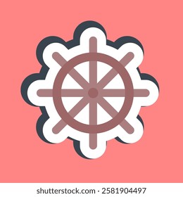 Sticker ship wheel. Traditional tattoo elements.