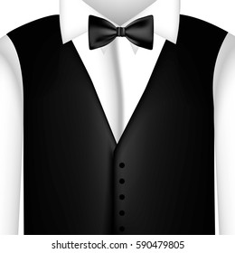 sticker shirt with bow tie and waistcoat, vector illustraction design