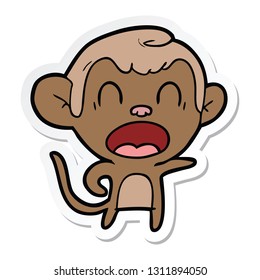 sticker of a shouting cartoon monkey
