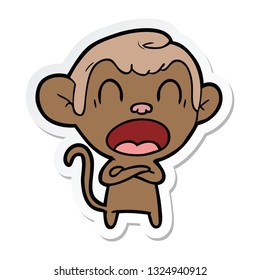 sticker of a shouting cartoon monkey