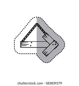 sticker silhouette arrow right shape wooden sign board with chains vector illustration
