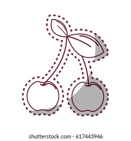 sticker silhouette cherry fruit icon stock
