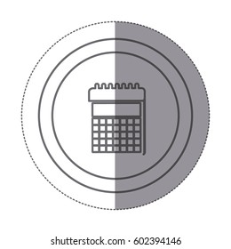 sticker silhouette circular frame with silhouette calendar with spiral icon vector illustration