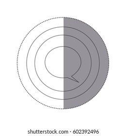 sticker silhouette circular frame with dialogue box vector illustration
