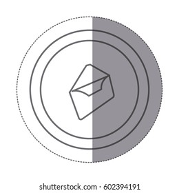 sticker silhouette circular frame with envelopes opened icon vector illustration