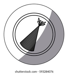 sticker silhouette circular frame with hat party icon vector illustration