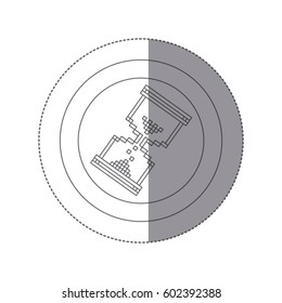 sticker silhouette circular frame with pixelated hourglass pc icon vector illustration