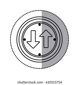 sticker silhouette circular frame two way traffic sign vector illustration