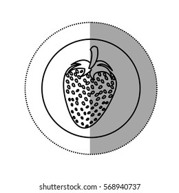 sticker silhouette circular shape with strawberry fruit