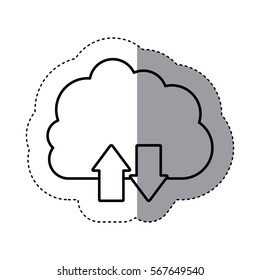 sticker silhouette cloud with arrows in opposite direction