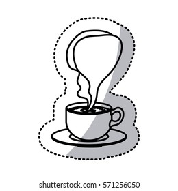 sticker silhouette cup coffee with smoke arom