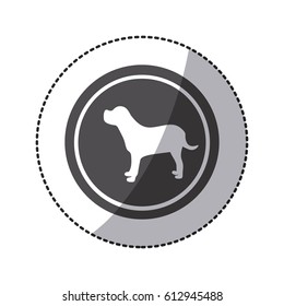 sticker silhouette cute dog animal, vector illustration