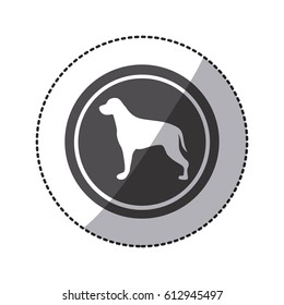 sticker silhouette cute dog animal, vector illustration