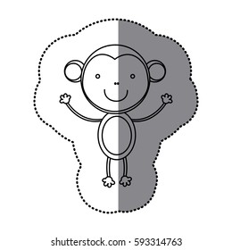 sticker silhouette cute monkey animal vector illustration