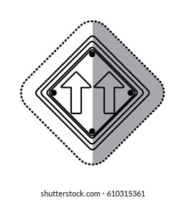 sticker silhouette diamond shape frame same direction arrow road traffic sign vector illustration