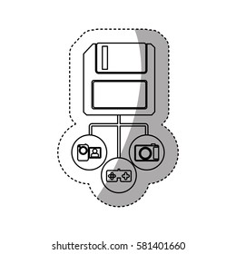sticker silhouette diskette storage device icon stock vector illustration