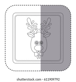 sticker of silhouette frame of christmas reindeer face vector illustration