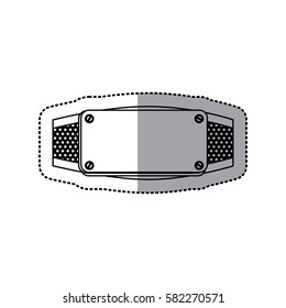 sticker silhouette grille perforated frame with metal plate and screws vector illustration
