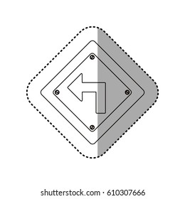 sticker silhouette metallic diamond frame turn left traffic sign vector illustration