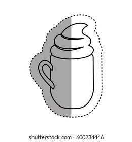 sticker silhouette mug of cappuccino with cream vector illustration