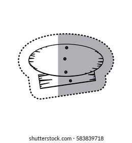 sticker silhouette oval and rectangle pieces wooden board with cloves vector illustration